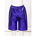 thumbnail image 6 of Xnihocha Kids Shiny Metallic Dance Shorts Rave Disco Booty Shorts Girls Boys Hip Hop Dancing Short Blue 150, 6 of 7