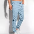 thumbnail image 2 of Mens Casual Cargo Pants Joggers Pants Workout Pants Multi Pockets Blue, 2 of 9