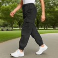 thumbnail image 2 of Bovemsi Cargo Pants Women Casual Women's Multi Pocket Drawstring Waist Solid Color Casual Pants with Pockets, 2 of 9
