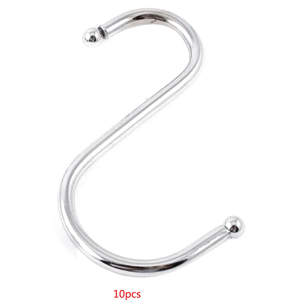10Pcs S-Shaped Hooks Stainless Steel Hanger Clasp for Rack Clothes Kitchen Pot 