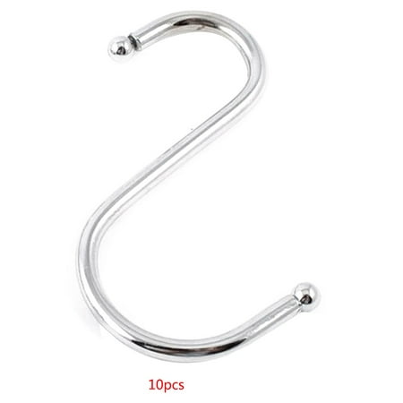 

ABIDE Weilifangwps 10PCS Multifunctional Stainless Steel Color Metal S-shaped S/L Size Hook for Kitchen Wardrobe