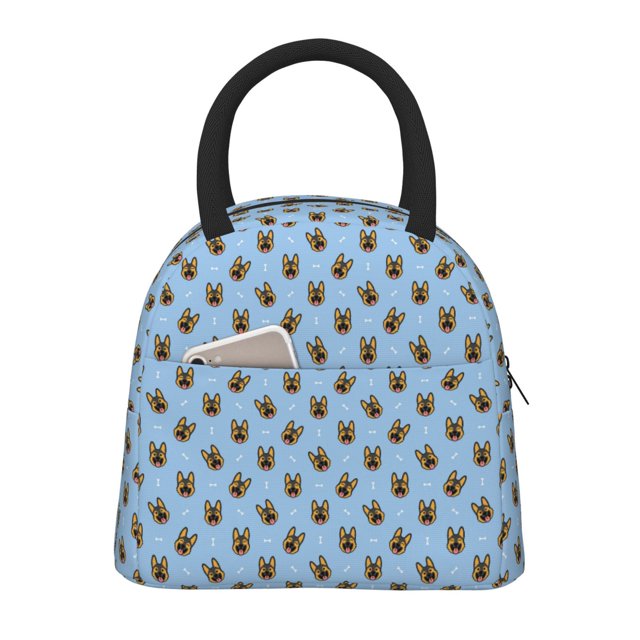 Fotbe German Shepherd Puppy Bolsa de Almuerzo con Estampado, Lonchera Aislada, Contenedor de Comida Reutilizable Tipo Cooler a Prueba de Fugas
