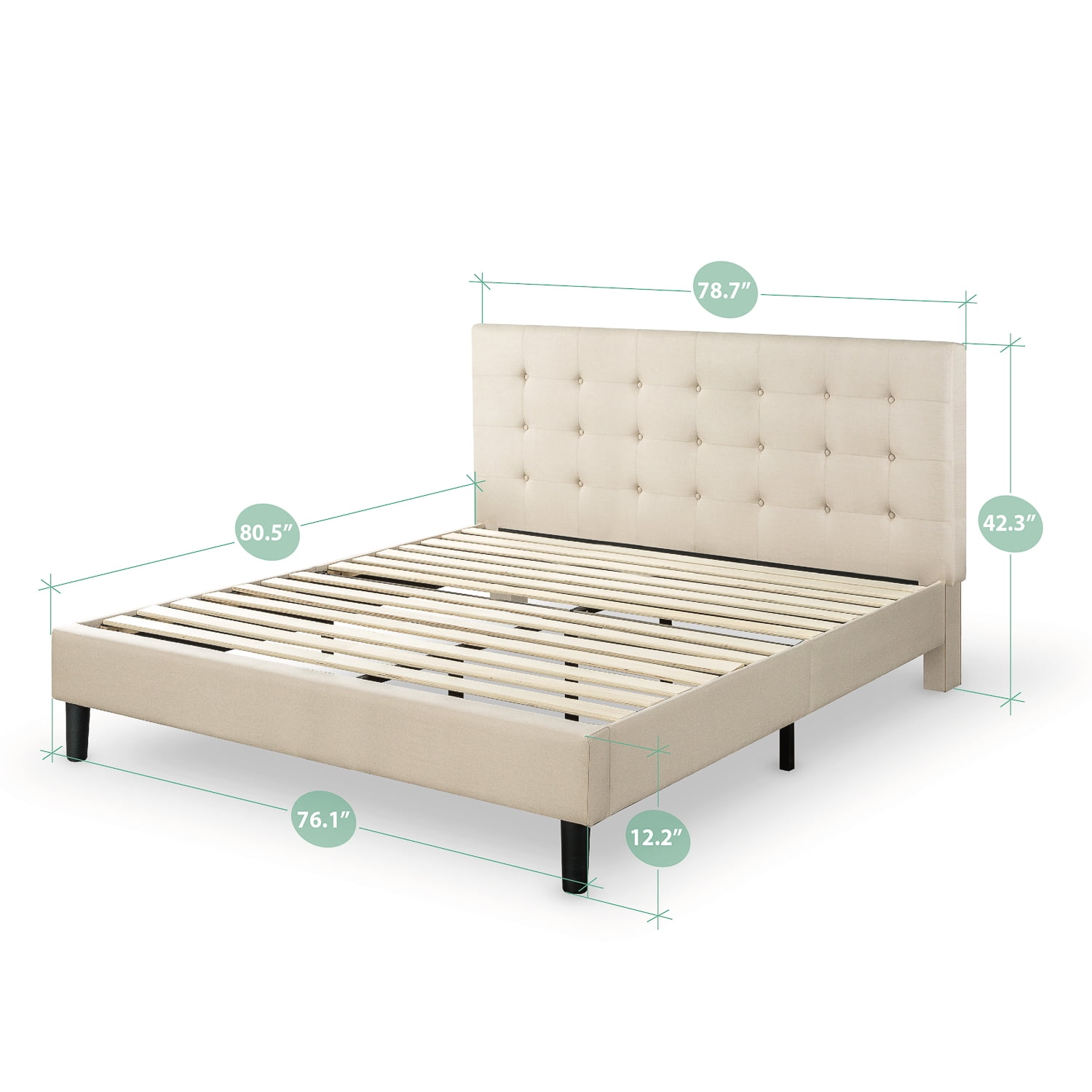 Zinus Ibidun Upholstered On Tufted Platform Bed With Wooden Zinus Ibidun Upholstered On Tufted Platform Bed With Wooden Slats Multiple Sizes Com