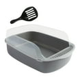thumbnail image 2 of GROWTH TANK Cat Litter Box Kitty Litter Pan Semi Enclosed Durable High Sided Pet Gray, 2 of 9