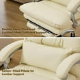 thumbnail image 4 of Office Chair with Foot Rest - High Back 155° Reclining, Leather Executive Swivel Computer Desk Chair with Wheels (Beige), 4 of 7