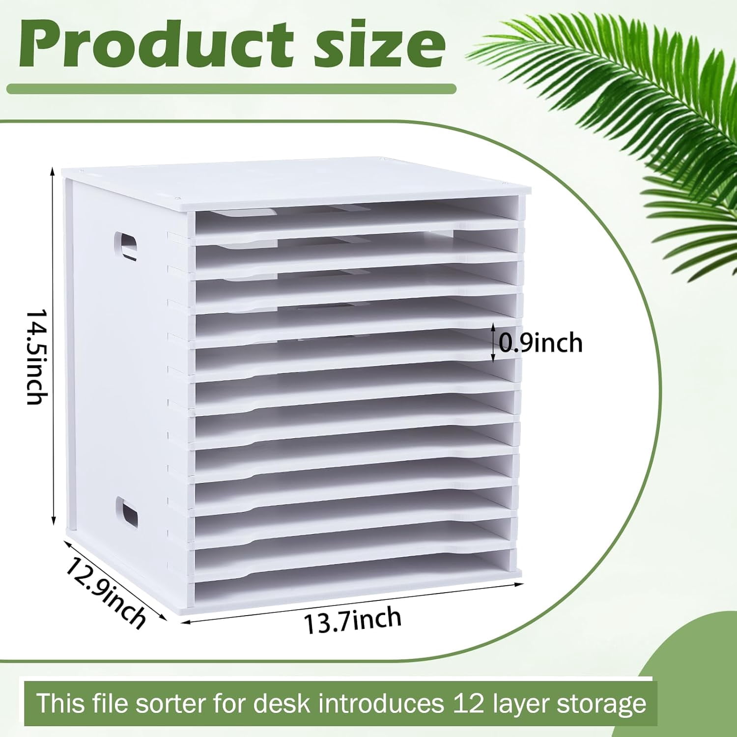 12 Tier 12" x 12" Scrapbook Paper Organizer Adjustable Desk Scrapbook Paper Sorter Storage Rack File Organizer Wide Document Holder for School Office Home (13 x 13.7 x 14.5 Inches)