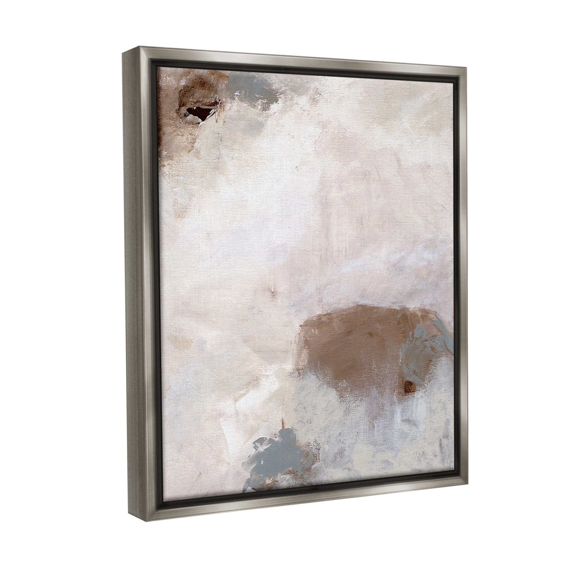 Stupell Industries Muted Neutral Painting Abstract Painting Gray Floater Framed Canvas Art Print Wall Art, 17 x 21