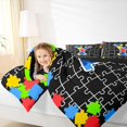 thumbnail image 4 of Catabedysis Educational Puzzle Print 7 Pieces Full Size Bedding Sets,Multicolor Jigsaw Initial Y Full Size Bed in a Bag,Black Reversible For Girls, 4 of 7
