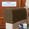 thumbnail image 5 of Subtrex Stretch Textured Grid Washable Sofa Armrest Slipcover (Set of 2, Coffee), 5 of 7