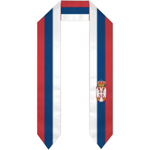DABOYOZHZH Serbia Flag Graduation Shawl Sash Stole Wraps Scraf For International Study Pride Women Men