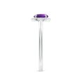 thumbnail image 3 of ANGARA Natural Round Amethyst Cathedral Ring with Diamond Halo in 14K White Gold for Women (Size-6mm) | February Birthstone, Birthday, Anniversary, Jewelry Gift for Women | Natural Amethyst Ring, 3 of 8