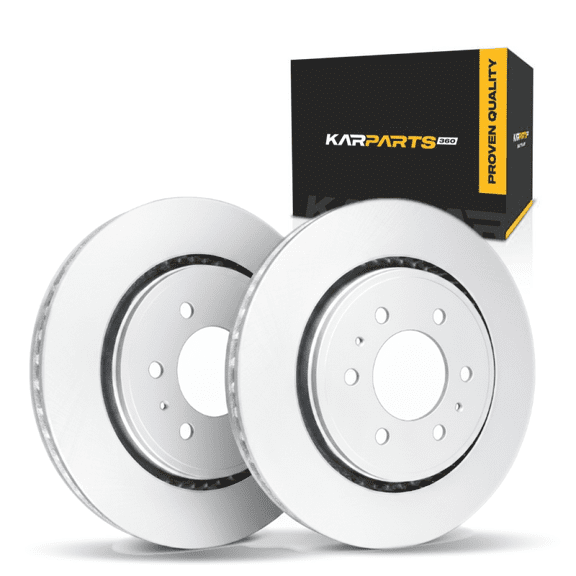KarParts360 For Chevy Trailblazer 2006 2007 2008 2009 Brake Rotor Set | Front | Cast Iron Material | Vented Type | Plain Style | 5 Lug | With Brake Pads