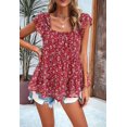 thumbnail image 3 of Womens Summer Tunic Tops Casual Dressy Blouse Loose Fit Short Sleeve T Shirts Red XL, 3 of 8
