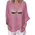 thumbnail image 1 of T-Shirt pour Femmes Col Rond en V Décontracté en Coton Chandail Hauts Libellules T-Shirt pour Dames Haut, 1 of 9