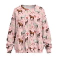 thumbnail image 4 of SCRAWLGOD Horse Floral Print Pink Women Oversized Crewneck Sweatshirt Long Sleeve Pullover Tops Drop Shoulder Casual Oversized Workout Clothes with Pockets, XL, 4 of 7