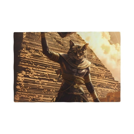 

Table Placemats Set of 4 - Egyptian Cat Pharaoh Magic 12x18 In Faux Linen Double Heat Resistant Place Mats Cloth Indoor/Outdoor Placemats Washable Table Mats for Dining Kitchen Party