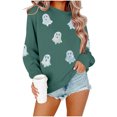 thumbnail image 2 of Zormilly Halloween Sweatshirts for Women Sequin Ghost Crew Neck Oversized Sweatshirt Spooky Season Fashion Fall Outfits, S-3XL, 2 of 6