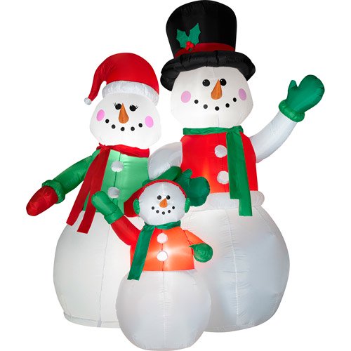 6.5' Tall x 5.5' Wide Airblown Snow Family Scene Christmas Inflatable