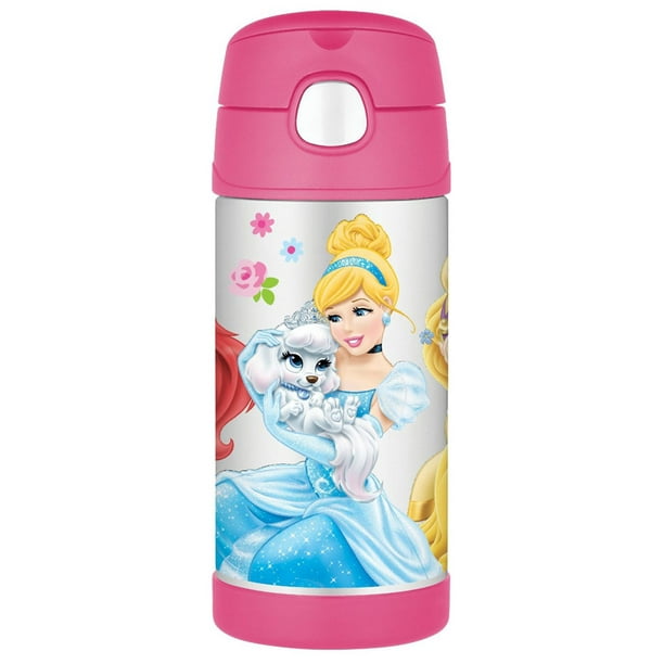 Thermos Funtainer Princess Insulated Bottle With Straw, Pink, 12 Ounces
