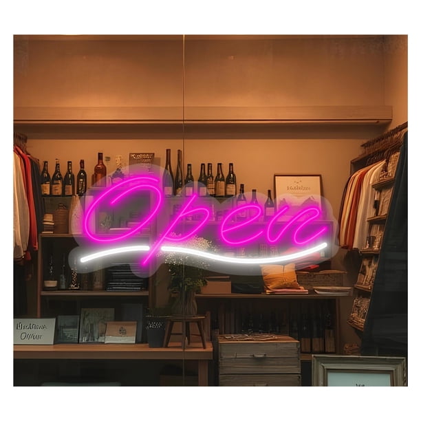 Letrero De Neón LED "Abierto" Para Pared. Ideal Para Decorar Cafeterías, Bares, Restaurantes, Tiendas, Escaparates, Supermercados Y Otros Negocios 40cm