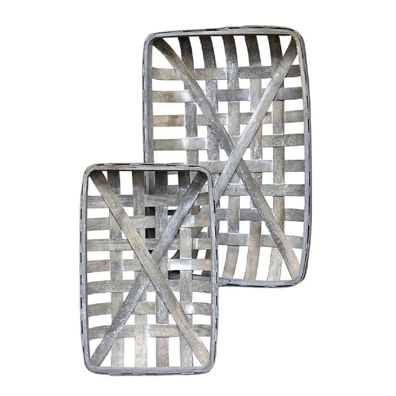 CWI Gifts Gray Rectangle Tobacco Baskets 2/Set, Multi