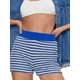 thumbnail image 3 of VISgogo Pantalones cortos de punto casuales para mujer, pantalones a rayas de color de contraste de talle alto (negro, azul) VISgogo  moda, 3 of 5