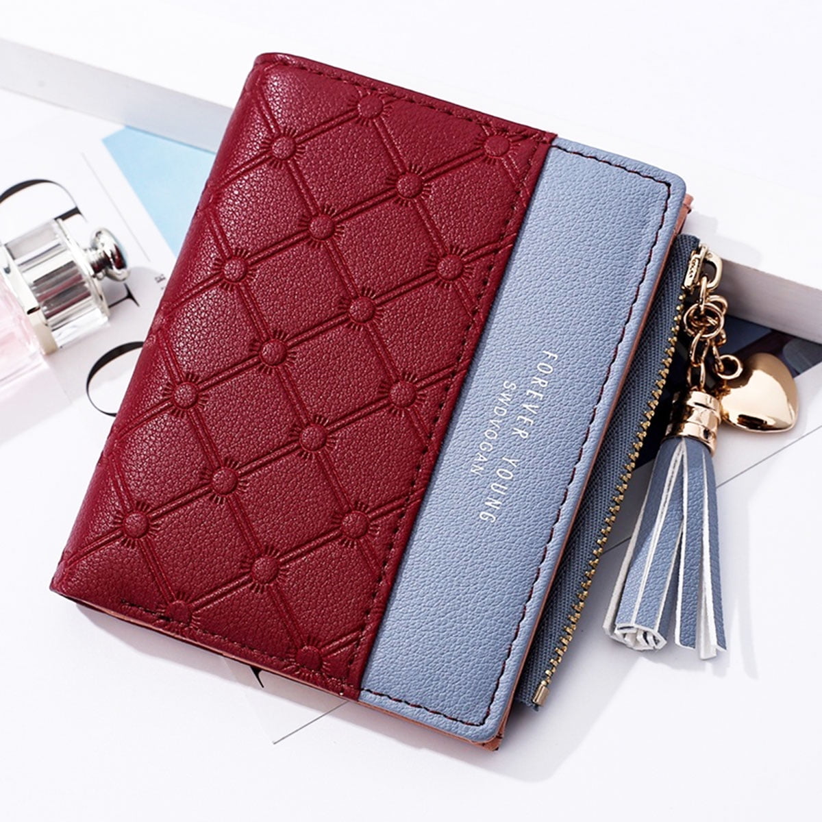 Fashion Lady Womens Genuine Leather Bifold Wallet Credit Card Zipper Coin Purse 