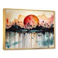 thumbnail image 2 of Designart Minimalism framed wall art decor, Minimalism framed wall Art, Simplistic Depiction of Mountains and Rivers I , Red Traditional Gold framed wall art, 44x34 inches Gold Frame, 2 of 5