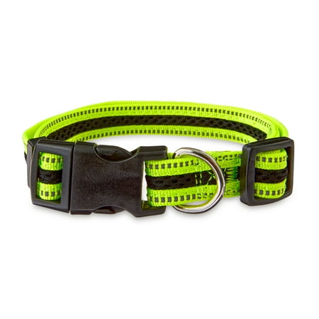 Vibrant Life Reflective Adjustable Dog Collar, Neon Yellow & Black, Medium
