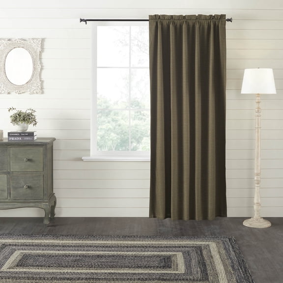 VHC Brands Tea Cabin Green Plaid Blackout Panel 84x50