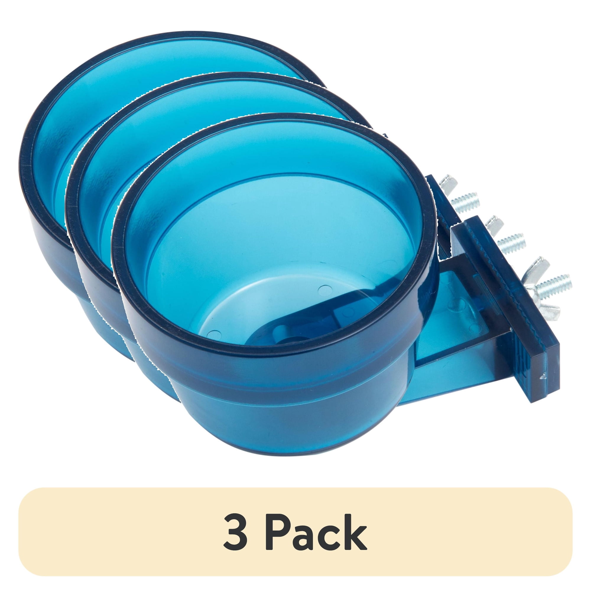 (3 pack) Happy Home Quick Lock Pet Bowl - 10oz, Blue, Small Animals & Birds