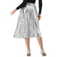 thumbnail image 3 of Falda midi de cóctel brillante y con lentejuelas de cintura alta para mujeres INSPIRE CHIC XS Plata, 3 of 5