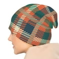 thumbnail image 7 of Beanie Hats for Men and Women, Vintage Orange Plaid Stripes Patterns Adult Unisex Knit Hat Winter Warm Skull Cap, 7 of 7