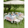 thumbnail image 3 of Outdoor Tablecloth with Umbrella Hole and Zipper, Coastal Nautical Octopus Rectangle Table Cloth 60x120 Inch Waterproof Tablecloth, Oceans Corals Starfish Jellyfish Picnic Table Cover for Patio, 3 of 7
