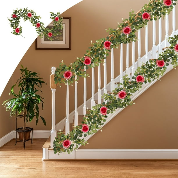 Guirnalda de ratán de hoja de dinero artificial - Enredadera artificial de plástico verde de 72 pulgadas para decoración exterior de patio e interior