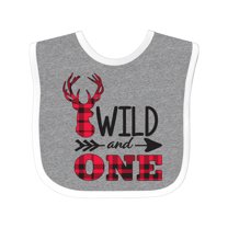 Inktastic Plaid Deer Wild and 1 with Arrow Boys or Girls Baby Bib