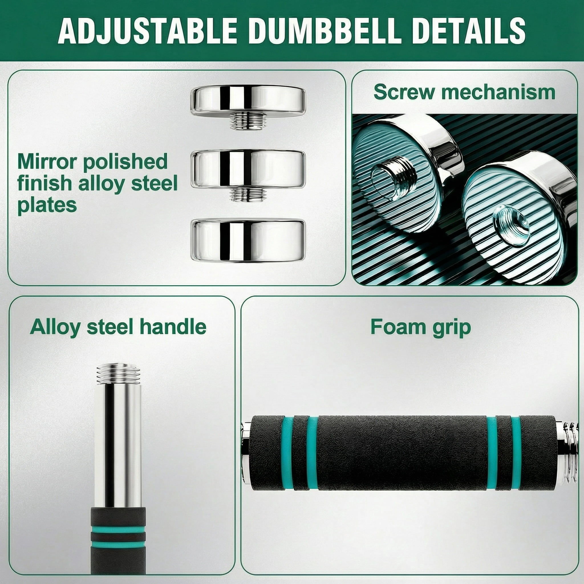 LIFERUN Single Steel Adjustable Dumbbell, 5/10/15lb Free Weight Single Dumbbell, Non-Slip and Comfortable Foam Handle, for Home Gym Office Exercise