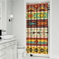 thumbnail image 2 of Small Stall Narrow Shower Curtain 36"W x 72"L – Tropical Bohemian Leaves, Mid-Century Abstract Boho Botanical Bathroom Decor, Vintage Floral Palm Leaf Pattern, Rustic Tribal Folk Style, 2 of 5