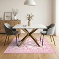 thumbnail image 3 of ODIKA 5'x7' Washable Area Rug Pink Coquette Lattice Ribbon Tiny Round Shaped Bows Dainty for Guest Room, Lounge, Apartment, Non-Slip Low Profile, Stain Resistant, 3 of 7