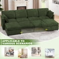 thumbnail image 6 of ACMEASE 110” Chenille 4 Seats Sofa W/2 Movable Ottoman, Modern Fabric U-Shaped Couch with Soft Backrest, Upholstered Sectional Sofa with Armrest Pillows for Living Room, Office, Green, 6 of 7