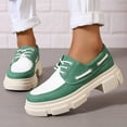 thumbnail image 4 of Platform Low Top Fashion Sneakers for Women Spring Casual Leather Lace up Chunky Penny Loafer Dress Shoes, 4 of 6