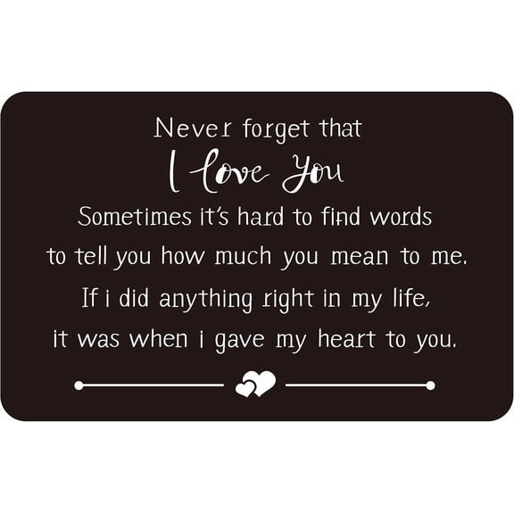 3x2 Inch Engraved Wallet Insert Birthday Gifts for Husband for Boyfriend Romantic Gifts for Him Valentines Day Metal Wallet Card Love Note Never Forget That I Love You for DIY