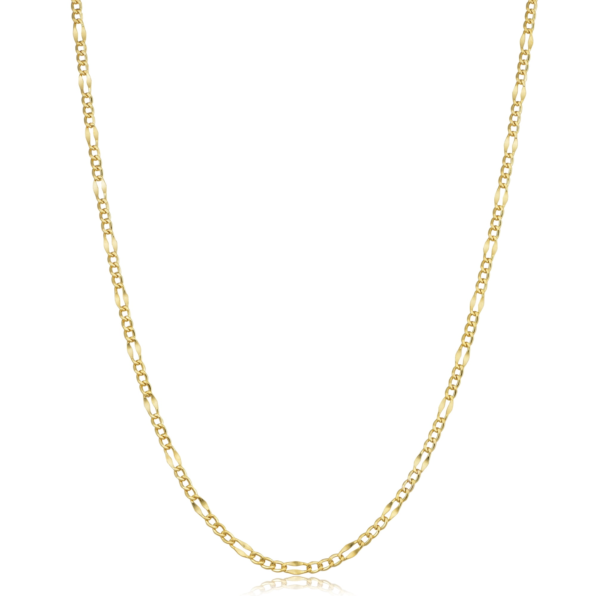KoolJewelry 10k Solid Yellow Gold Figaro Link Chain Necklace (2.3 mm, 18 inch)