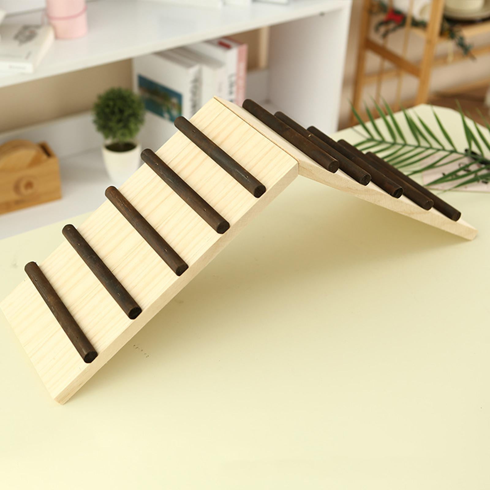 Hamster Climbing Bridge Small Animal Wooden Ramp Foldable Cage Accessories Rabbit Wood Bridge Climbing Ladder for Pets for Rat Mice Hamsters