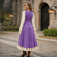 thumbnail image 6 of KLHDSF Women's's Medieval Renaissance Costume Cosplay Over Dress | 2 Pics Set,Long Flare Sleeve,Renaissance faire,Cosplay, Halloween Purple S, 6 of 7