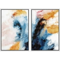 PixonSign Framed Canvas Print Wall Art Set Cloud Inspired Smeared Brushstrokes Geometric Shapes Illustrations Modern Art Contemporary Colorful Ultra for Living Room, Bedroom, Office - 16"x24"x2 WHITE