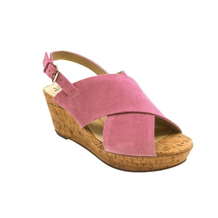 

Isaac Mizrahi Live! Women s Maddie Suede Cross Band Wedges (Pink 9.5 M US)