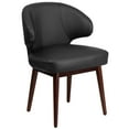 thumbnail image 1 of Black LeatherSoft Side Reception Chair with Walnut Legs, 1 of 5