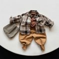 thumbnail image 3 of Esaierr Toddler Baby Newborn Plaid Shirt Jacket for Baby Shirt for 9m-5y Casual Lapel Long Sleeve Single Breasted Jacket Cardigan for Boys, 3 of 5