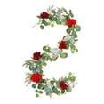 thumbnail image 5 of deevoka Artificial Peony Garland Floral Garland Flower Arrangement Greenery Garland Rose Peony Vine for Wedding Home Party Decoration Red, 5 of 9